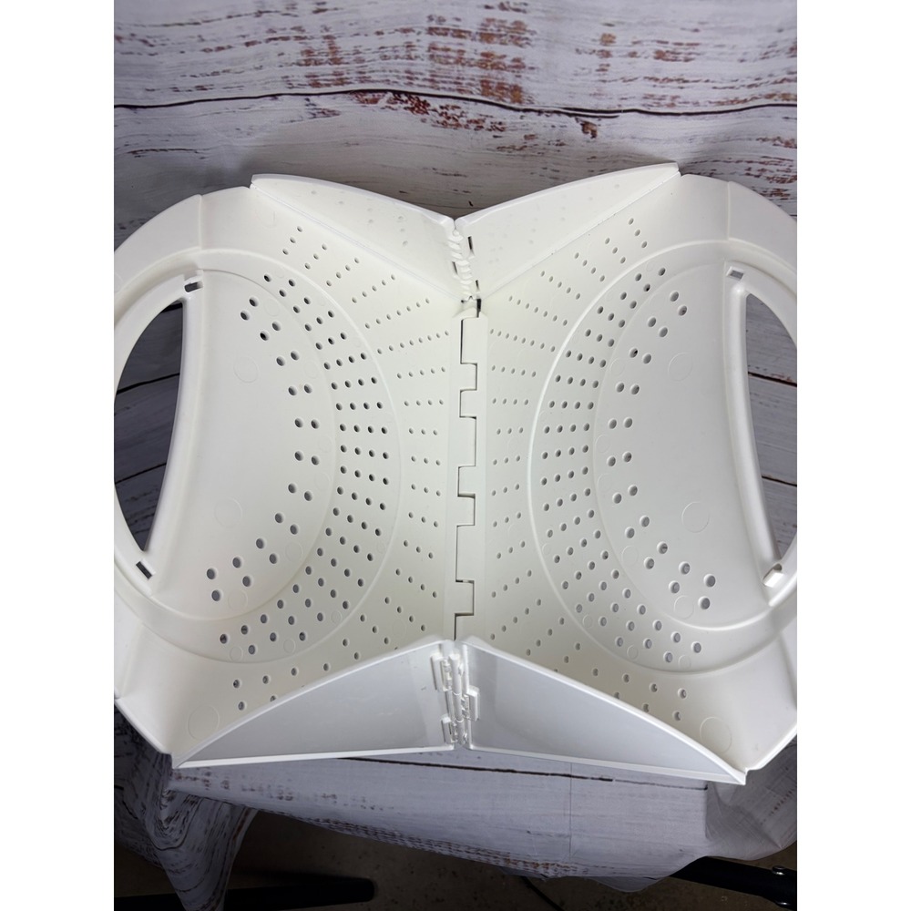 As seen on TV Flat Fold Colander White Plastic Collapsible Strainer USA Made - Picture 5 of 7
